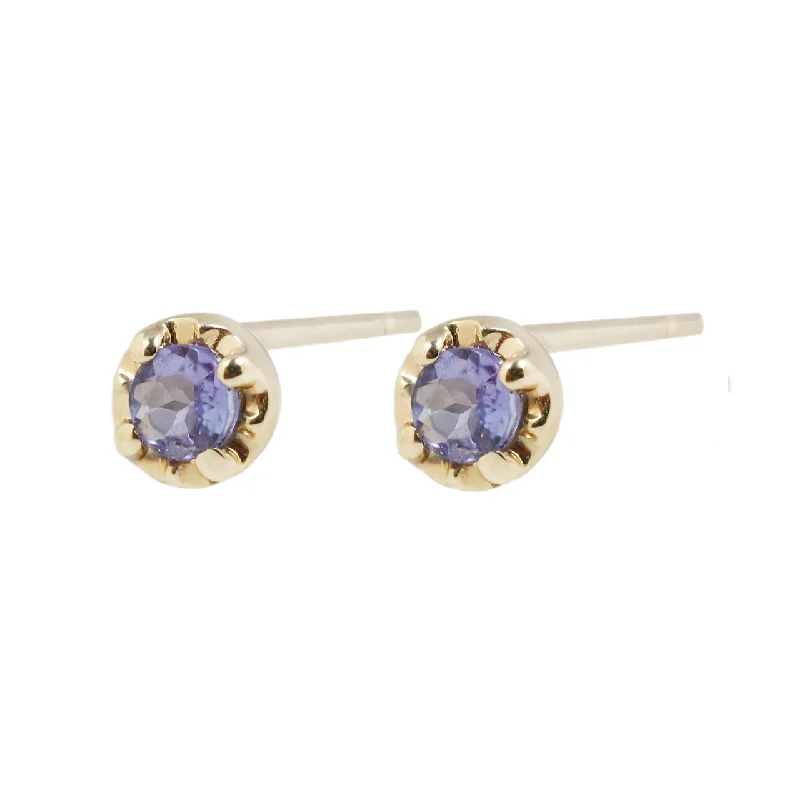 bridal earrings for women -Tanzanite prong studs