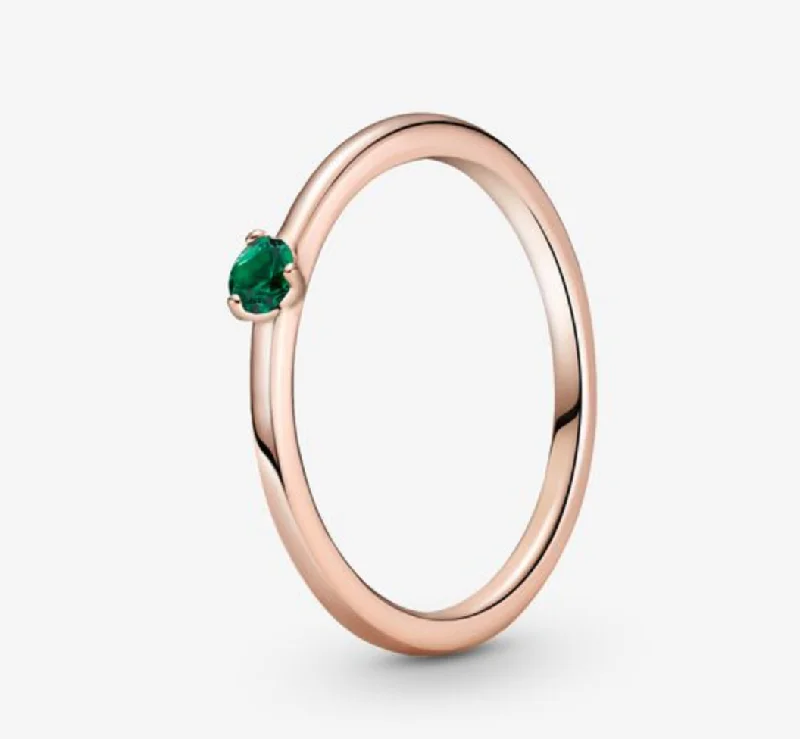 radiant cut rings for women -Pandora Rose Green Solitaire CZ Ring