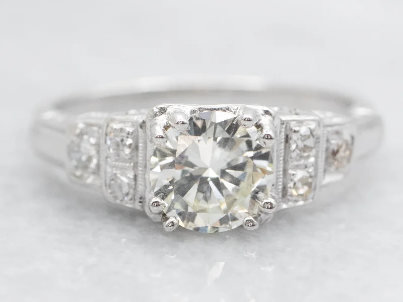 luxury engagement rings -Diamond Engagement Ring with Stepped Shoulders