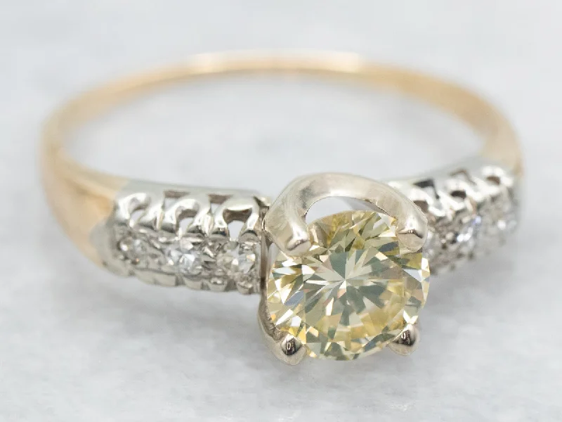 affordable custom engagement rings -Retro Champagne Diamond Engagement Ring