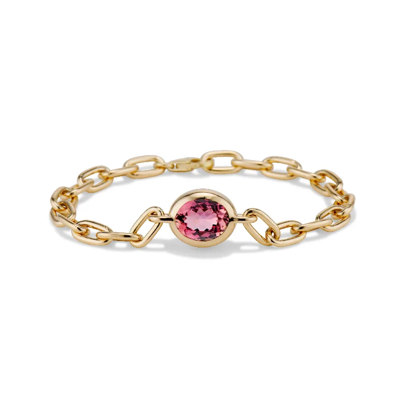 vintage bangles for women -Pink Tourmaline Bubble Bracelet