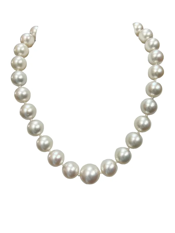 minimalist necklaces for women -Graduated South Sea Pearl Diamond Platinum Necklace