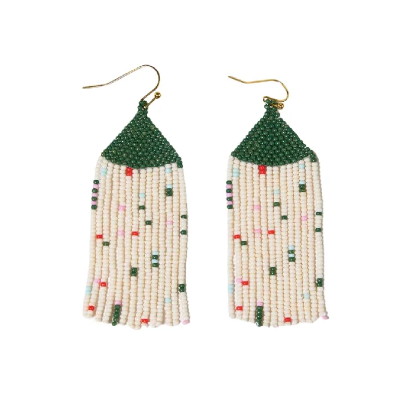 women’s earrings -Ink and Alloy Agnes Fair Isle Confetti Beaded Fringe Earring