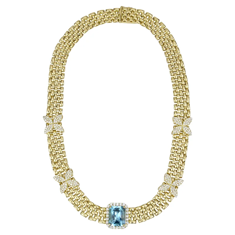 layered necklaces for women -Necklace - Blue Topaz And Diamond