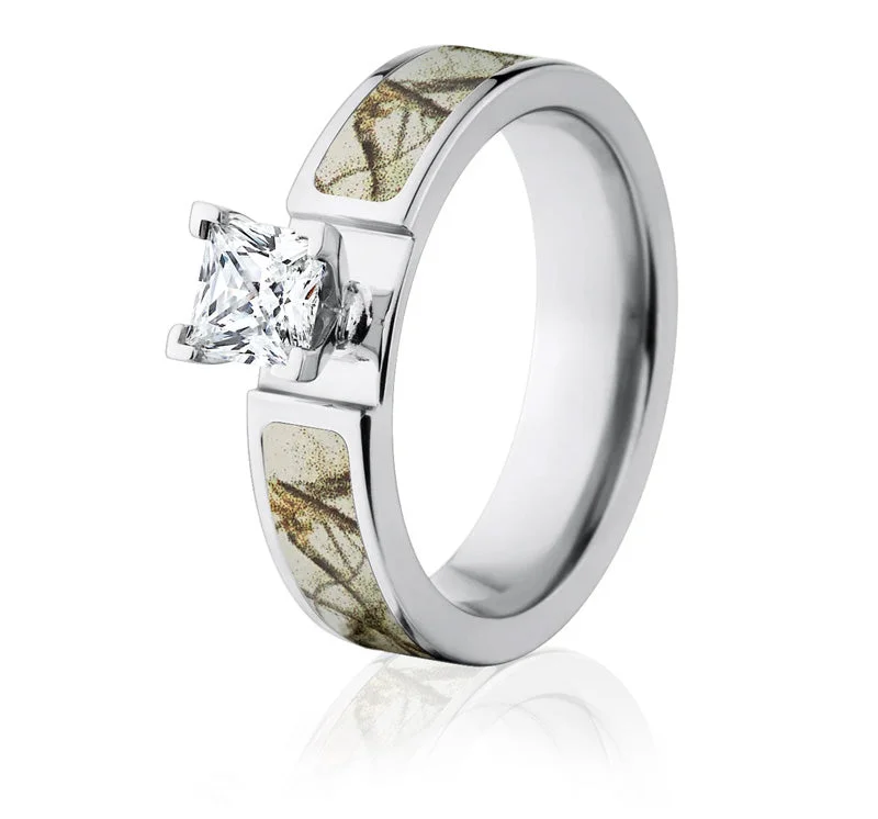 diamond engagement rings for women -Realtree AP Snow Camo Engagement Ring 1CT - 6mm