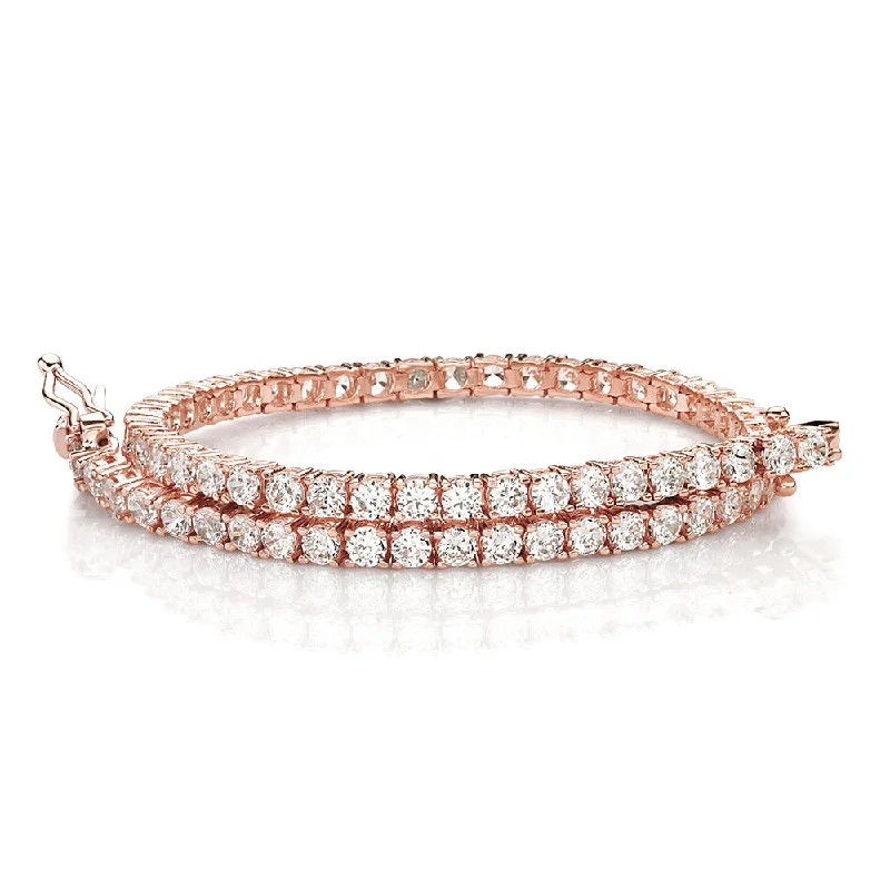 vintage bangles for women -Round Brilliant tennis bracelet with 4.02 carats* of diamond simulants in 10 carat rose gold