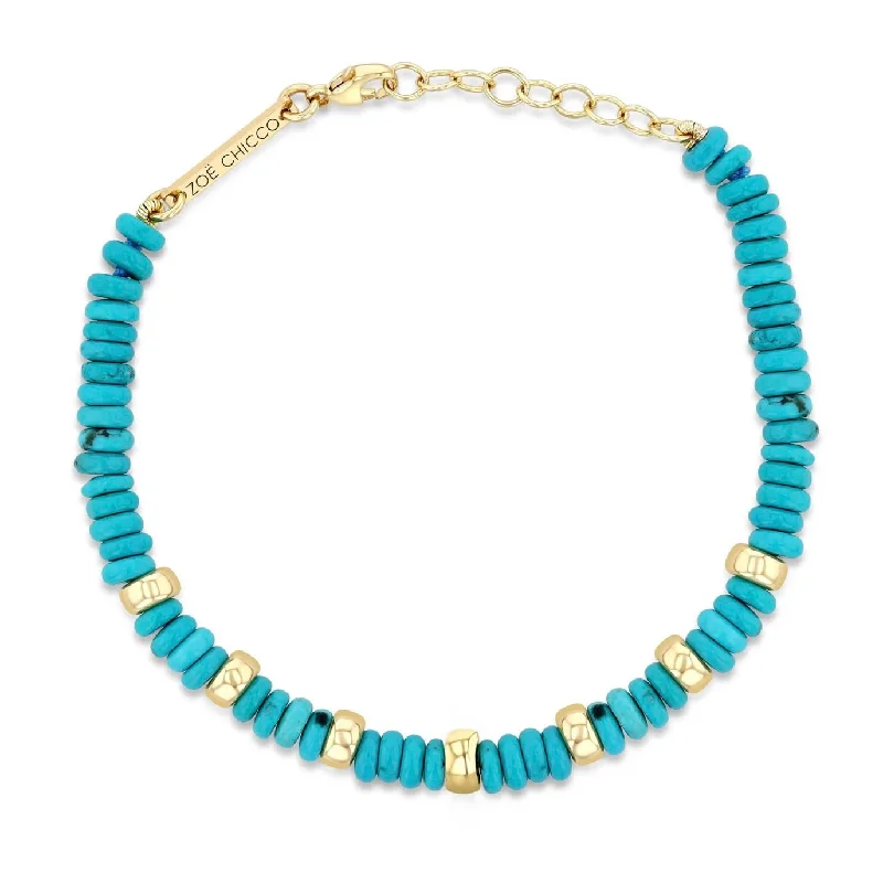 adjustable bracelets for women -Turquoise Rondelle Bracelet