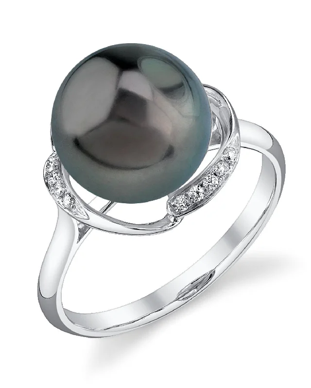 diamond rings for women -Tahitian South Sea Pearl & Diamond Ruby Ring