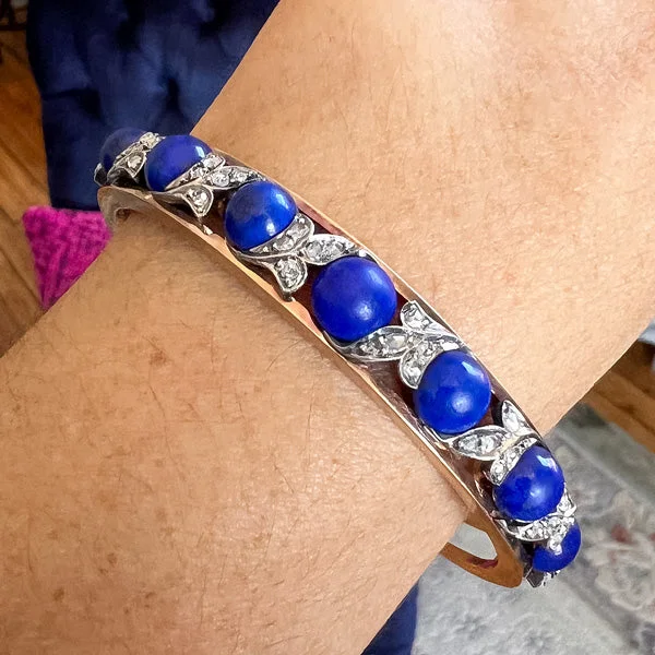 bracelet designs for women -Antique Lapis & Diamond Bracelet