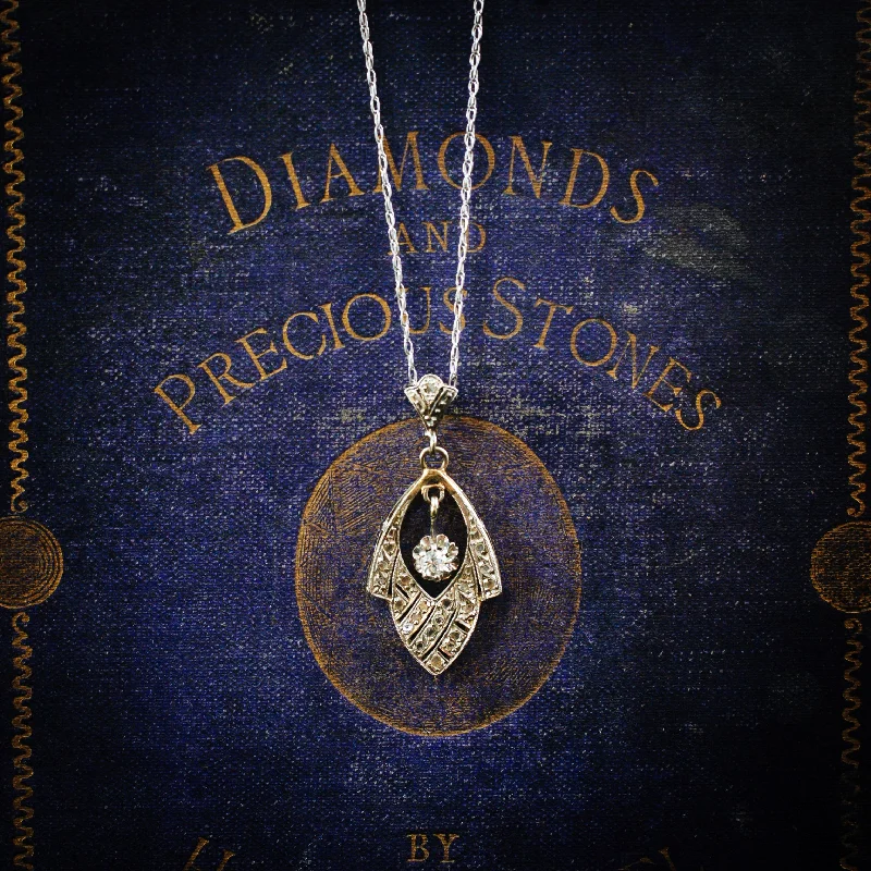 luxury necklaces for women -Quintessentially Art Deco Diamond Drop Pendant