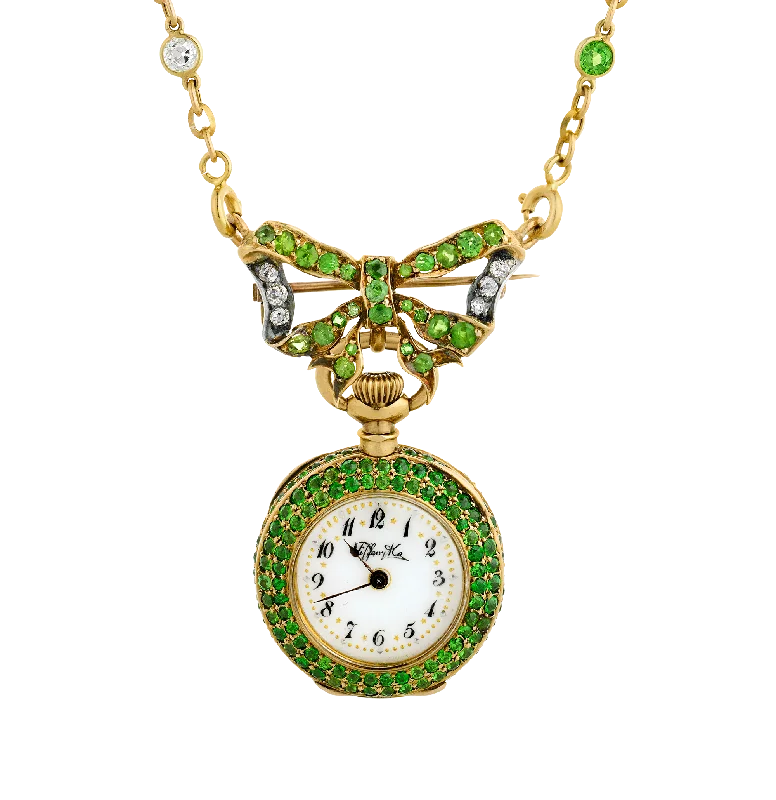 minimalist necklaces for women -Tiffany & Co. Demantoid Garnet Watch Necklace, 14.24 carats