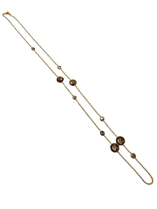 long necklaces for women -Ippolita Hematite Smokey Quartz Lollipop Yellow Gold Chain Necklace