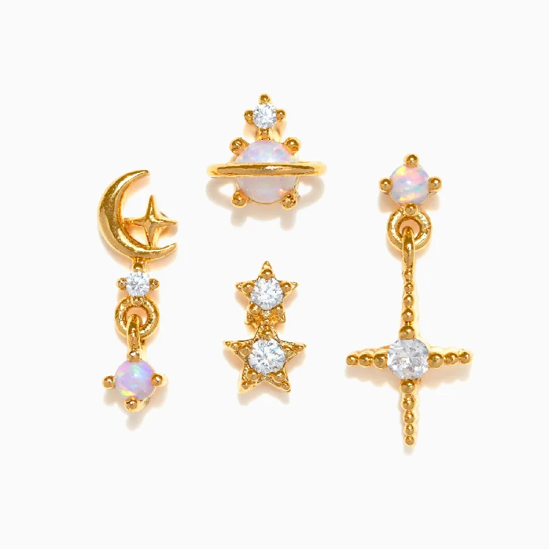 statement gold earrings for women -Counting Stars Opal Stud Set