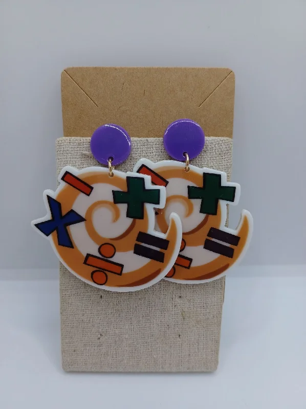 layered earrings for women -Math Symbol Teacher Earrings