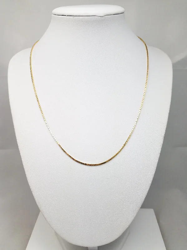 luxury diamond necklaces for women -Classy 18" Solid 14k Yellow Gold Box Link Chain Necklace Italy