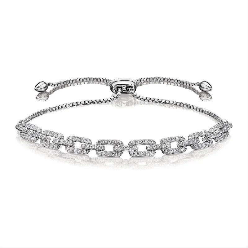 simple bangles for women -Slider bracelet with 0.84 carats* of diamond simulants in sterling silver