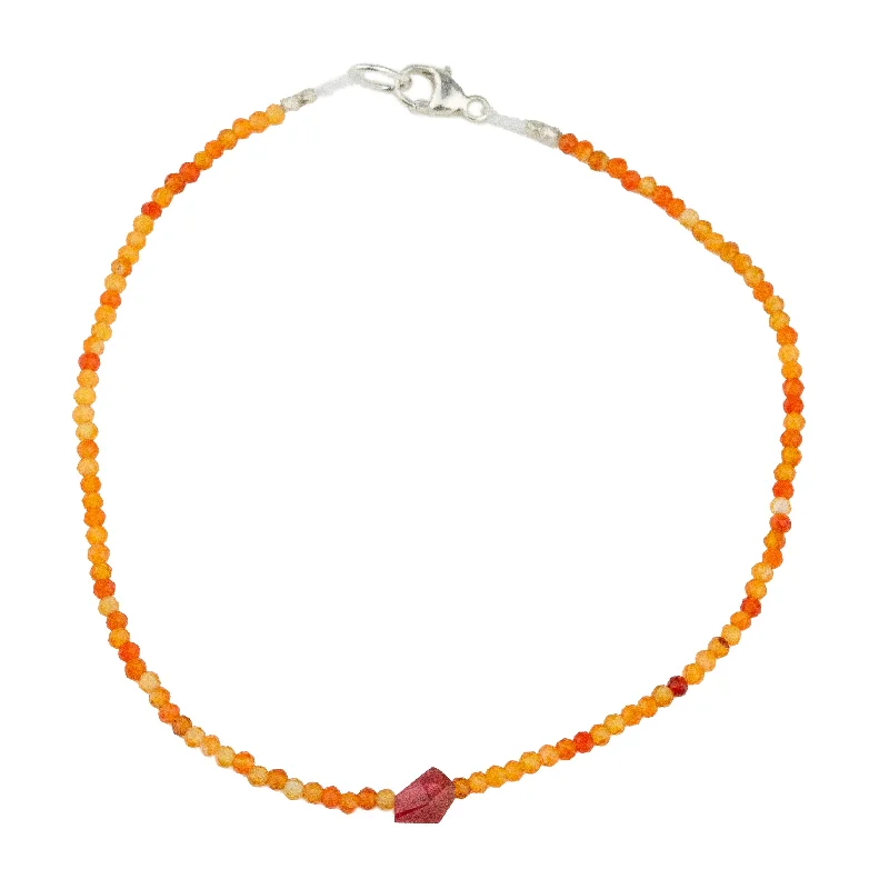 rose gold bangles for women -Carnelian + Orange Spinel Bracelet