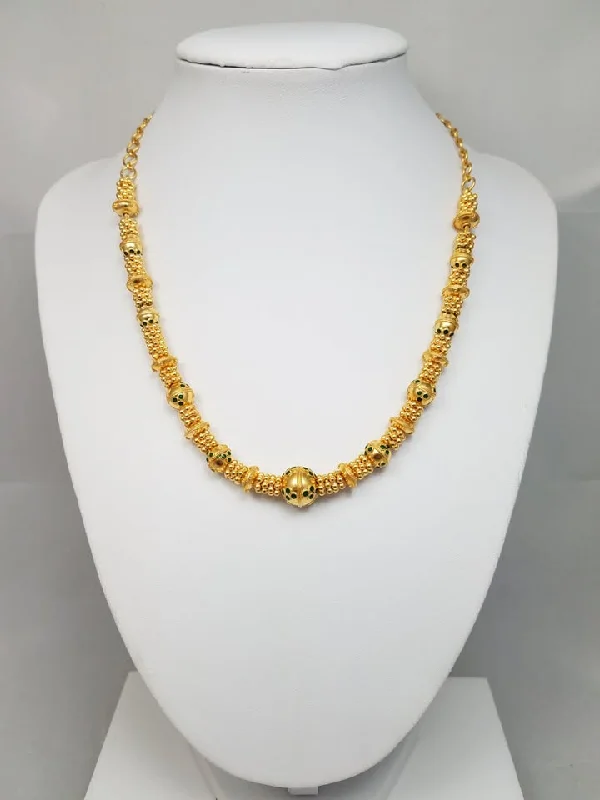 classic necklaces for women -Ornate 22k Yellow Gold Bead Enamel 16.5" Necklace