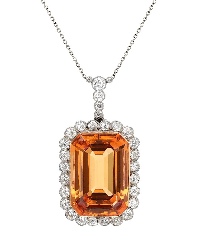 personalized birthstone necklaces for women -Edwardian-Period Topaz Necklace, 55.00 Carats