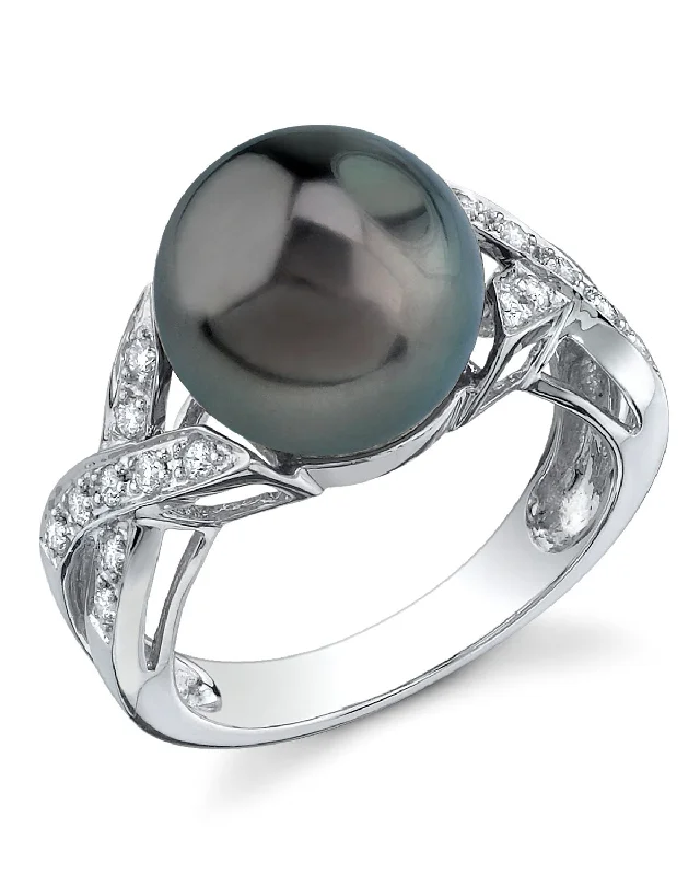 statement cocktail rings -Tahitian South Sea Pearl & Diamond Infinity Ring