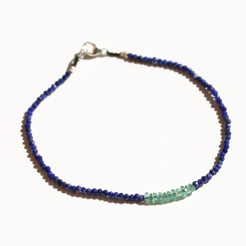 high-end bangles for women -Lapis + Emeralds Bracelet No.39