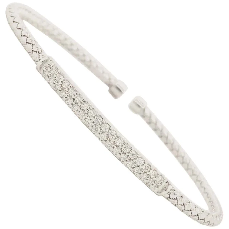 women’s friendship charm bracelets -Pave Diamond Bar Flexible Bracelet