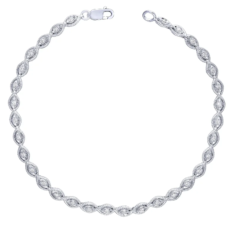 luxury bracelets for women -Sterling Silver 1/4Ctw Diamond Fashion Bracelet