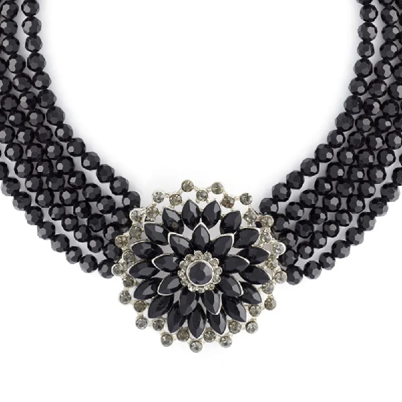 classic diamond necklaces for women -Audrey Jet Flower Necklace