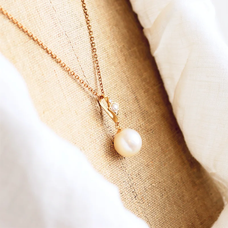 elegant necklaces for women -Recycled Vintage Cultured Pearl & Diamond Pendant