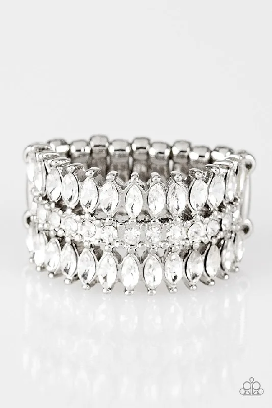 stackable rings for women -Treasury Fund White Ring