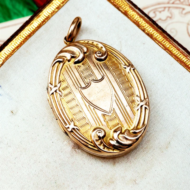 charm pendant necklaces for women -An Antique Edwardian Era Gold Locket