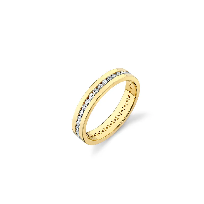 personalized rings for women -Gold & Diamond Channel Set Eternity Ring