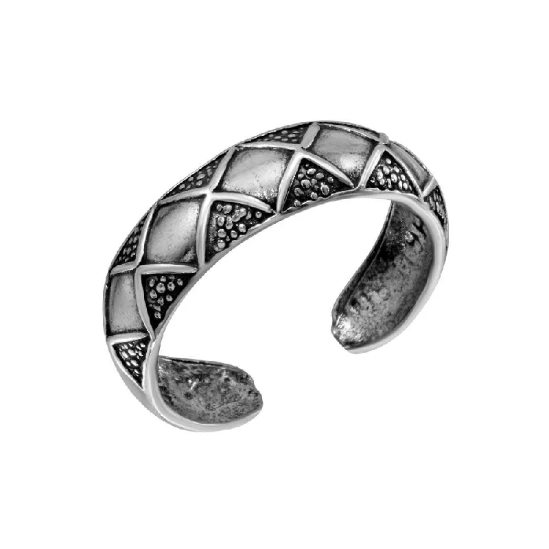 unique rings for women -925 Sterling Silver Diamond Pattern Toe Ring - TR281-A