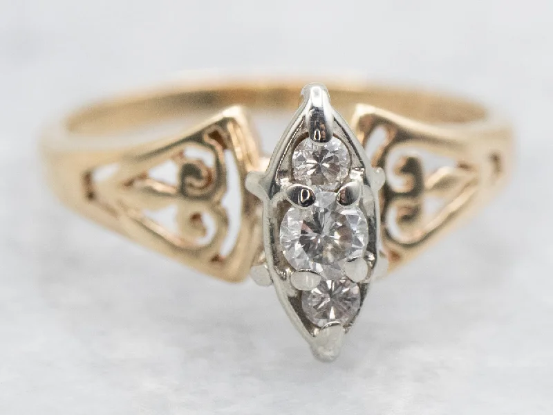 custom-made engagement rings for women -Diamond Engagement Ring with Openwork Shoulders