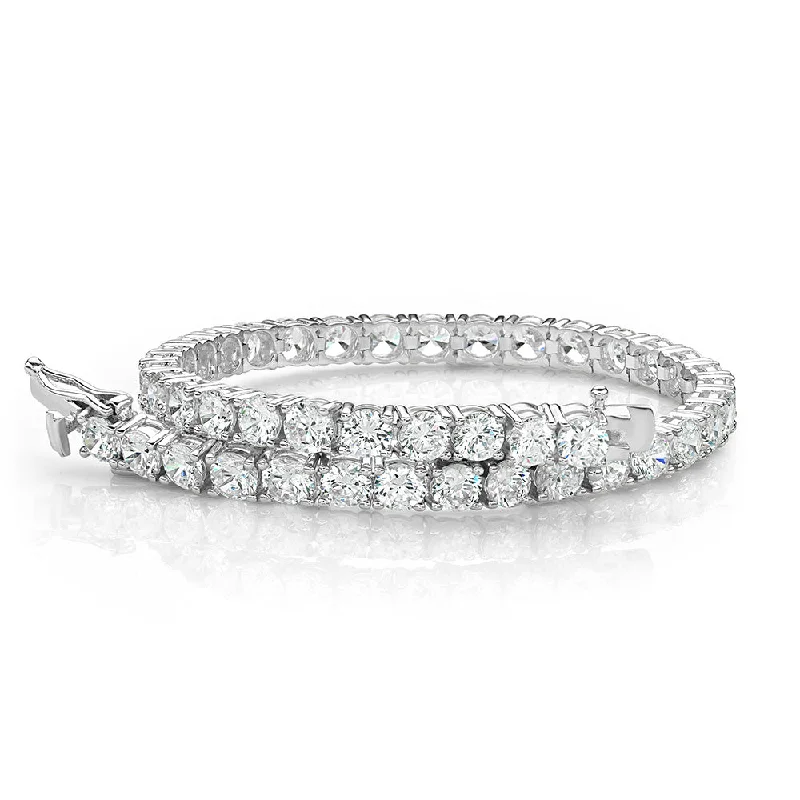 women’s bangles for casual wear -Round Brilliant tennis bracelet with 11 carats* of diamond simulants in 10 carat white gold