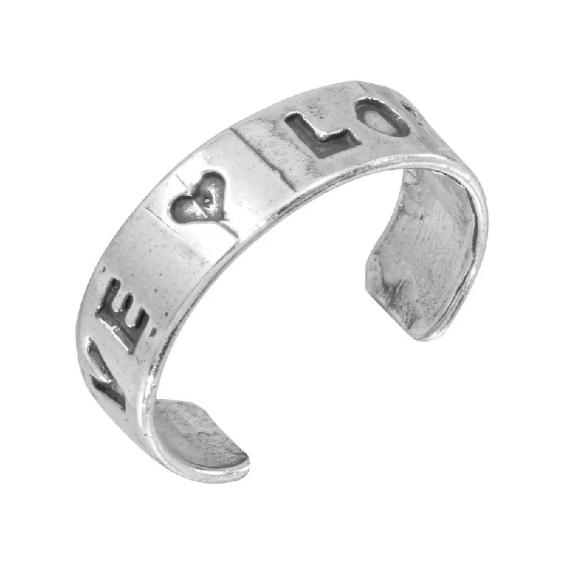 wedding ring sets for women -Silver 925 Engraved Love Adjustable Toe Ring - TR147-A