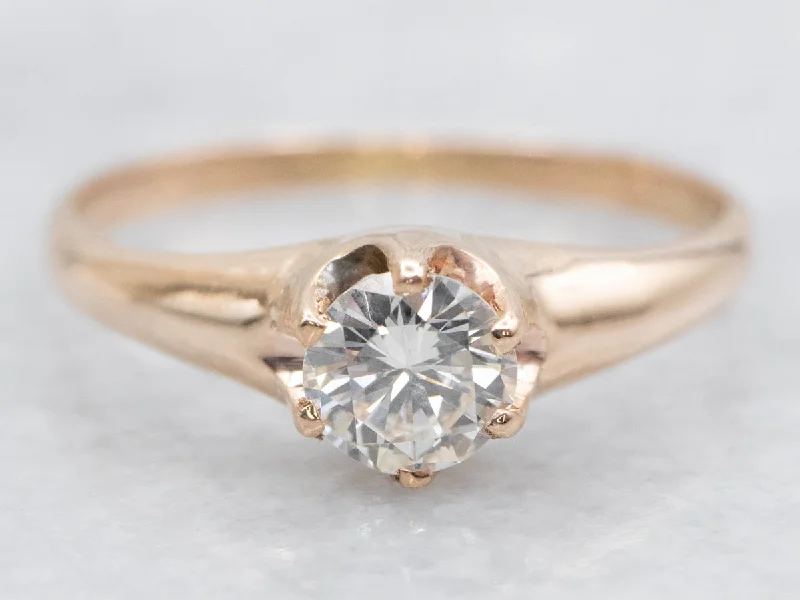 radiant engagement rings -Antique Six Prong Diamond Solitaire Engagement Ring