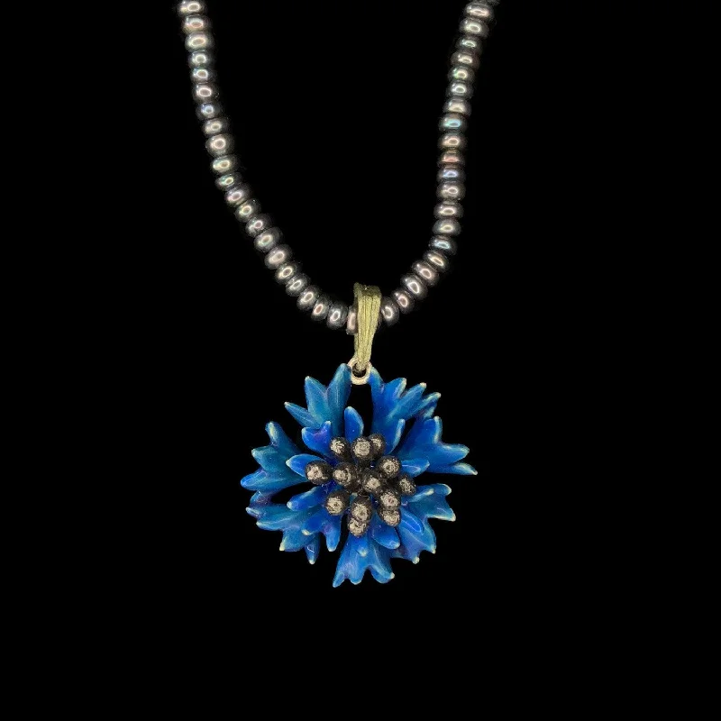 vintage gold necklaces for women -Blue Cornflower Necklace