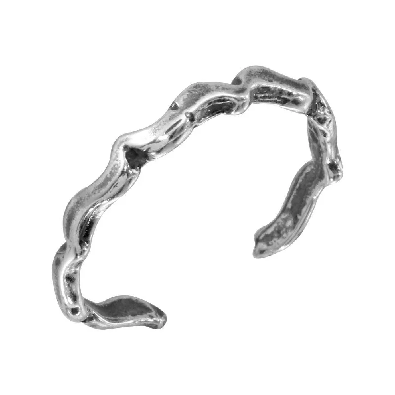 unique gemstone rings for women -Silver 925 Wave Design Adjustable Toe Ring - TR121-A