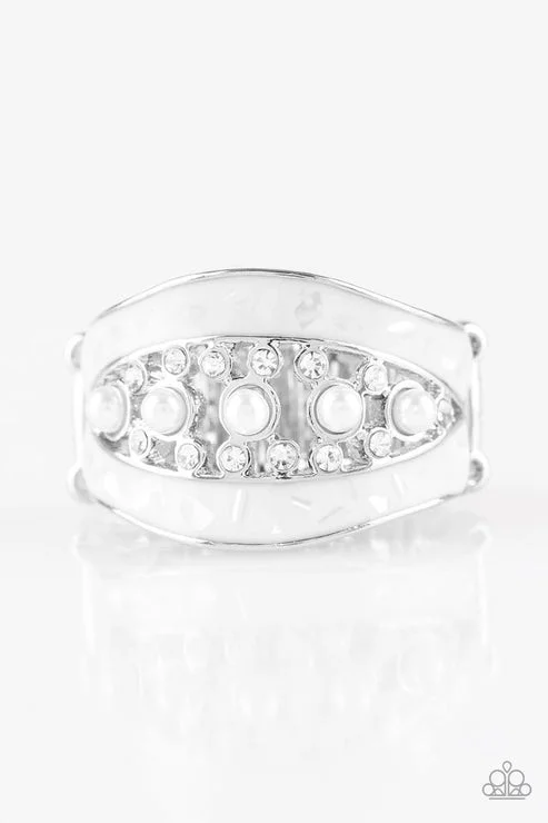 chunky rings for women -Royal Treasury White Ring