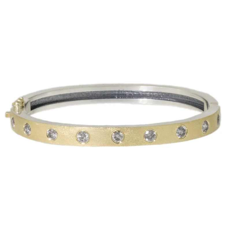 premium bangles for women -Nine Salt + Pepper Diamond 6mm Yellow Gold Bracelet