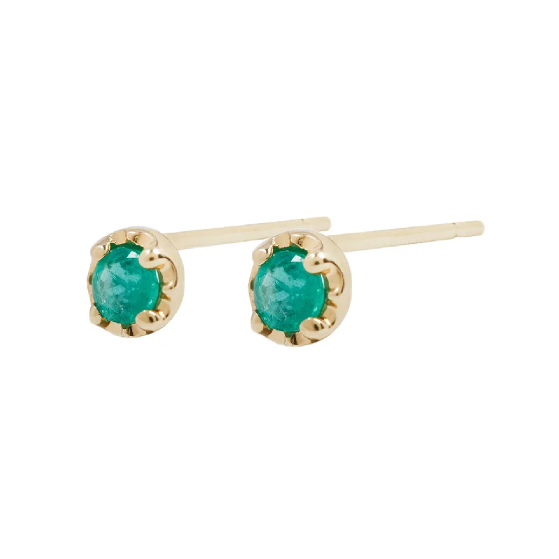 chandelier earrings for women -Emerald prong studs