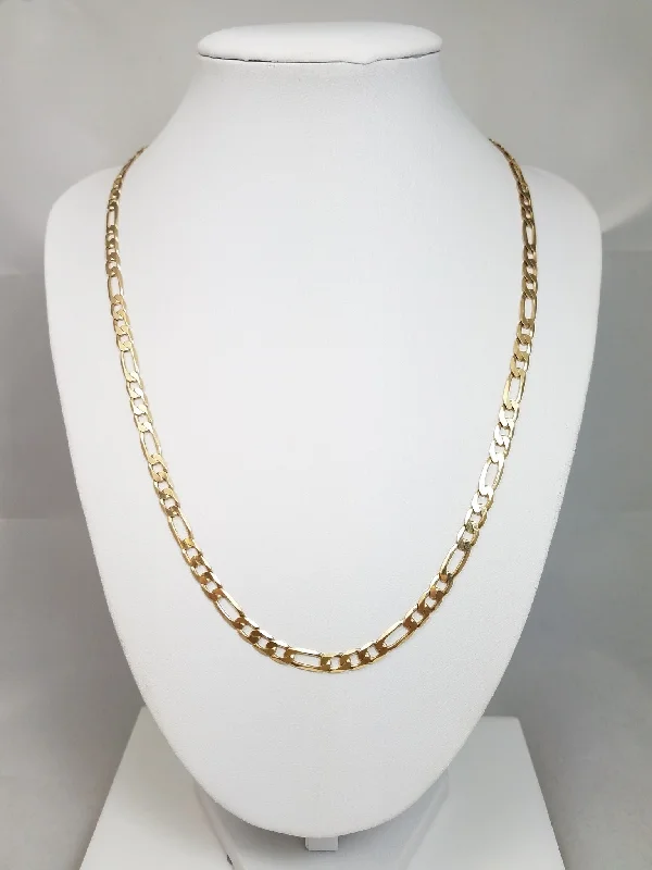 stylish modern necklaces for women -Sporty 20" Solid 10k Yellow Gold Figaro Link Chain Necklace Italy