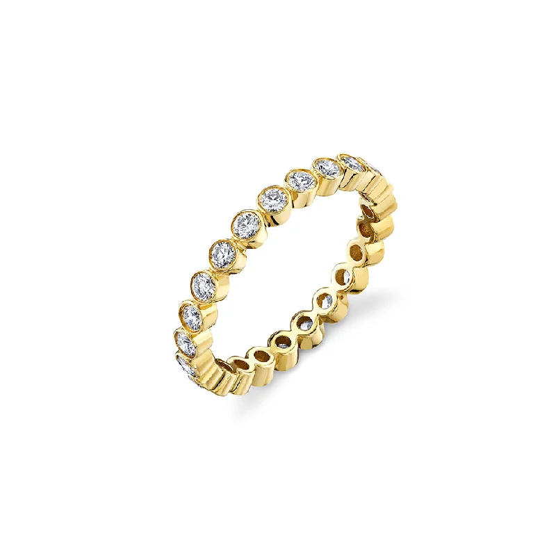 solitaire rings for women -Gold & Diamond Bezel Eternity Ring